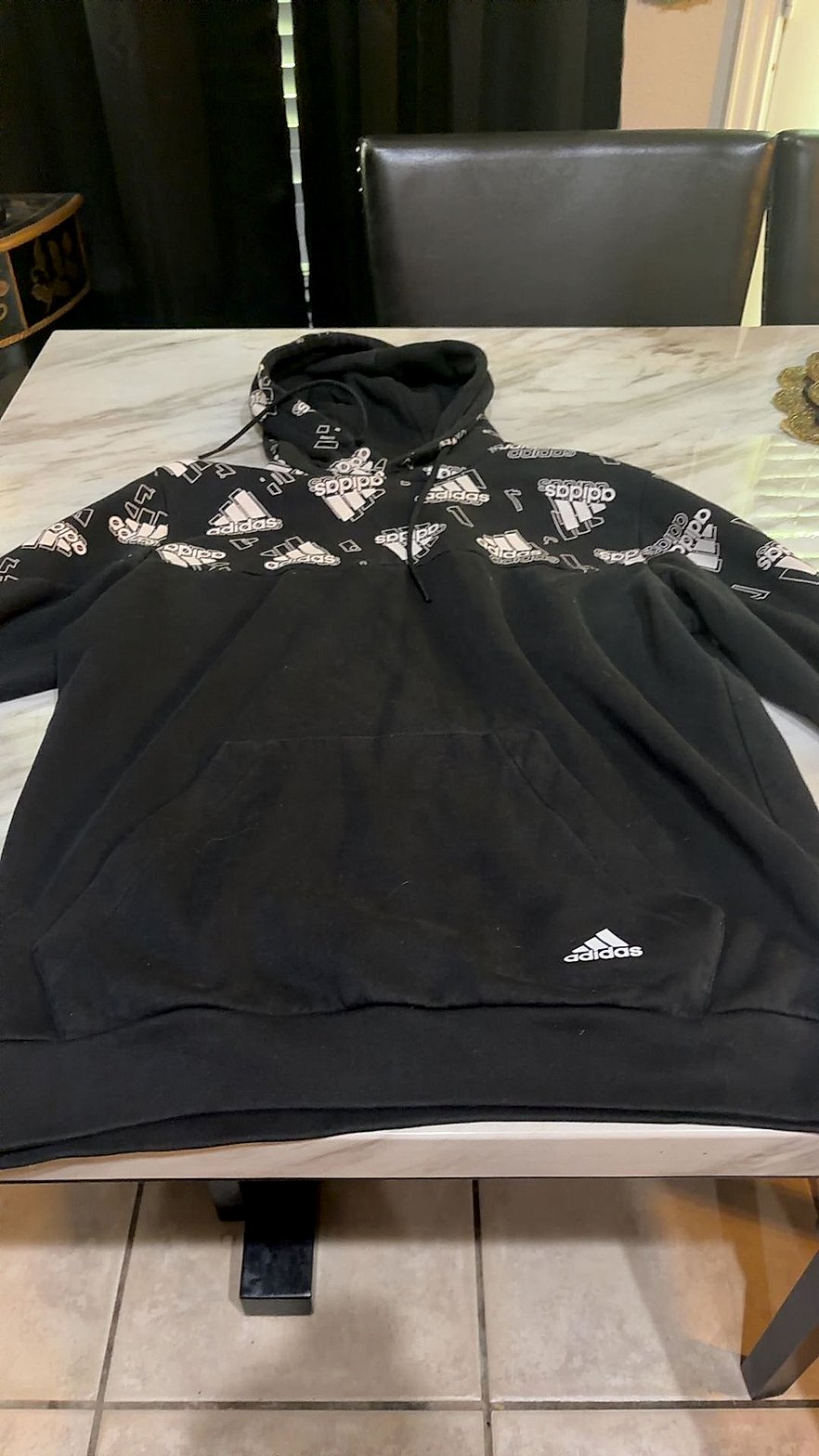 Adidas M FL GFX Allover Print Pullover Hoodie Black Size L