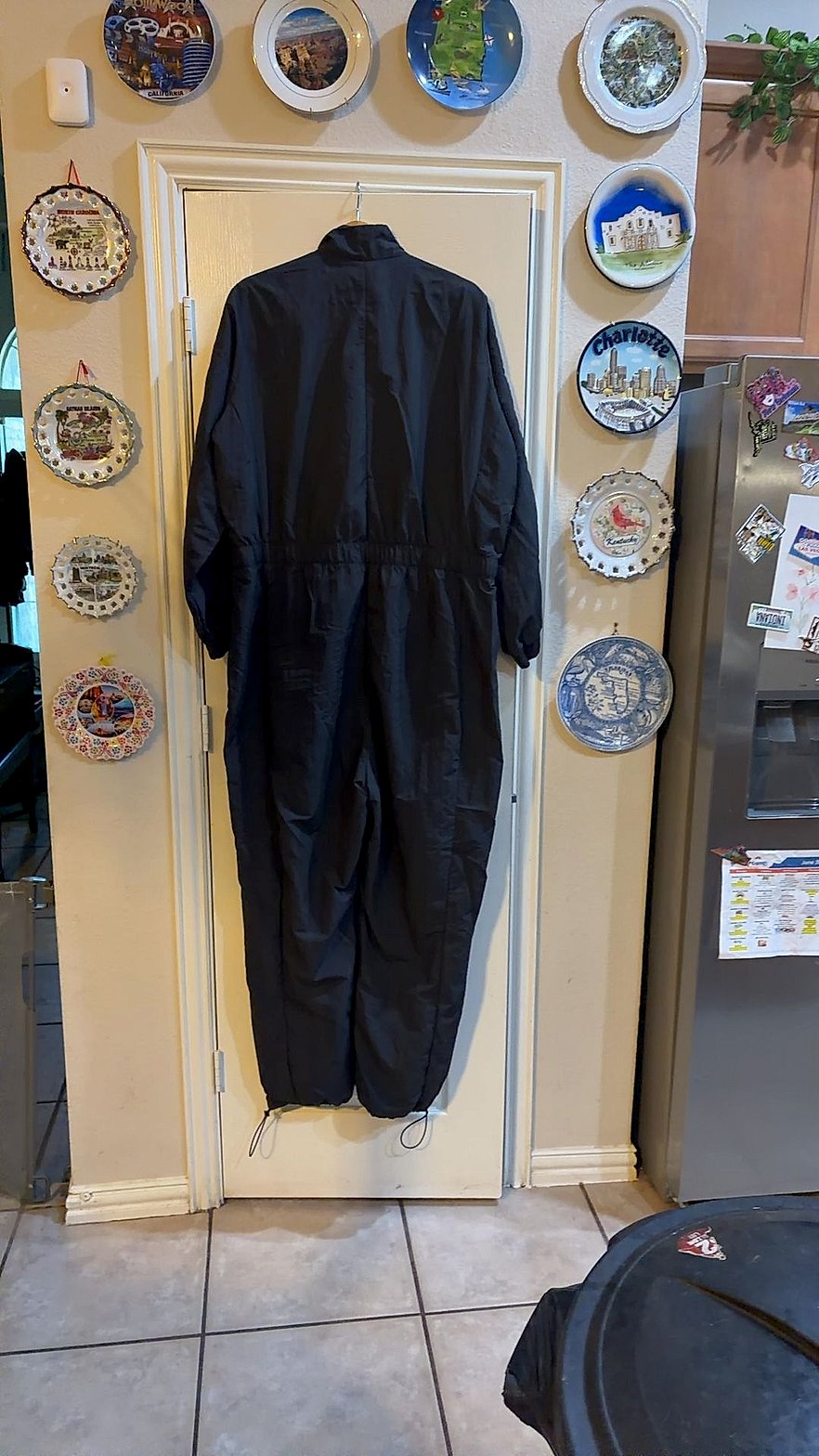 Adidas Originals Black Nylon Boiler Suit Jumpsuit 3-Stripes Very Good