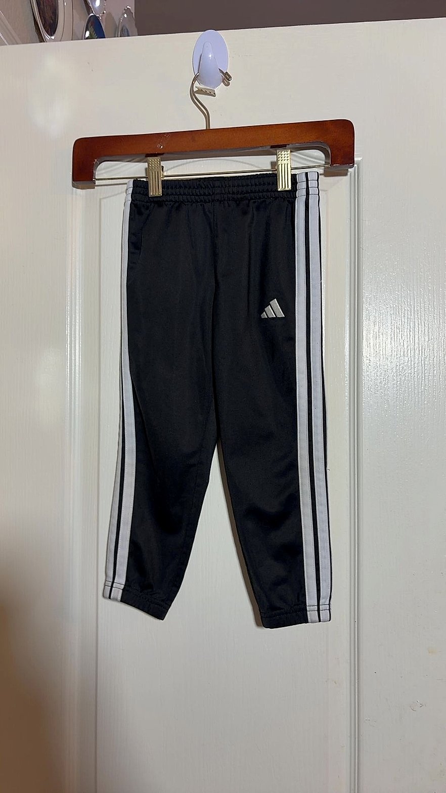Adidas Toddler 2-Piece Tricot Tracksuit Set (Zip Track Jacket + Jogger Pants), Black with White 3-Stripes, Size 4T