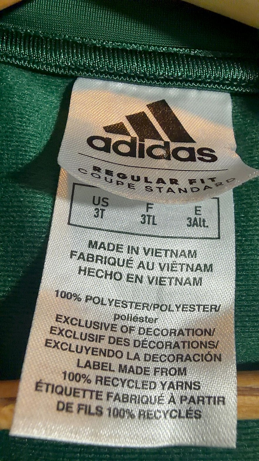 Adidas Toddler Green Tricot Track Jacket, Size 3T