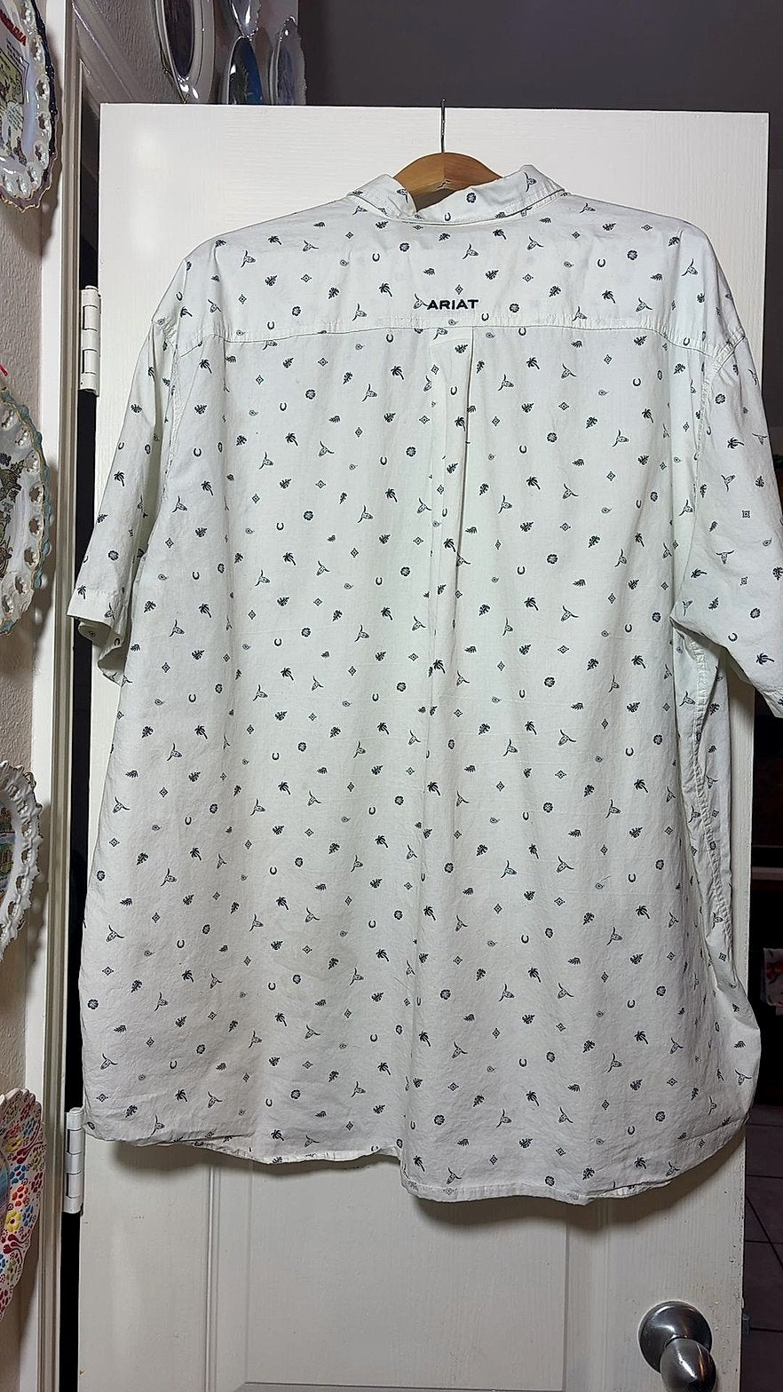 Ariat Men's Short Sleeve Western Print Button-Up Shirt, Size XXL