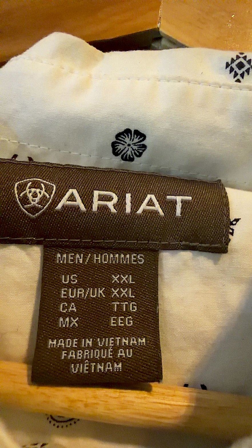 Ariat Men's Short Sleeve Western Print Button-Up Shirt, Size XXL