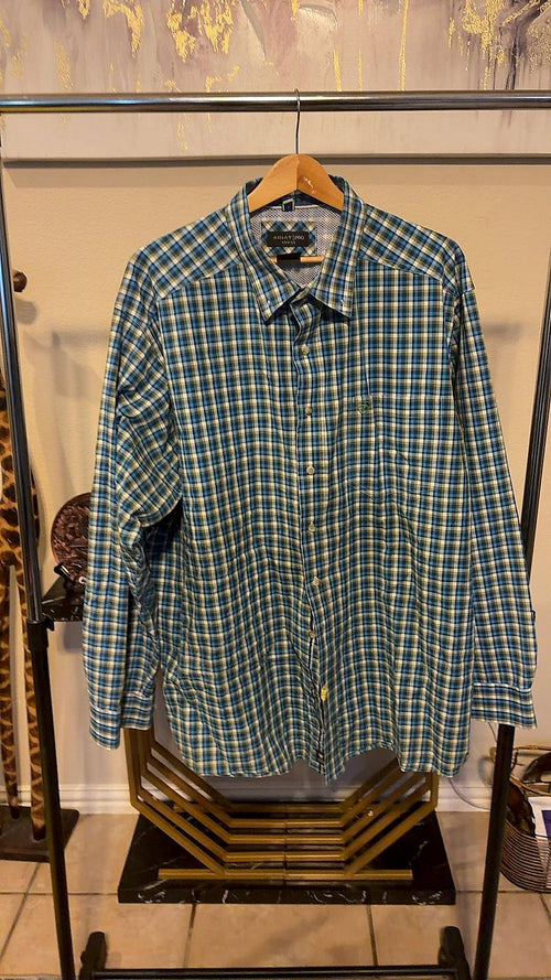 Ariat Pro Series Men's Long Sleeve Plaid Western Button-Up Shirt, Size XXL