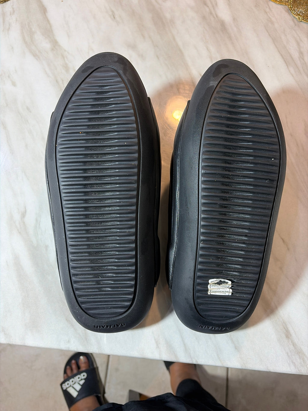 Balmain Black Leather Padded Slide Sandals
