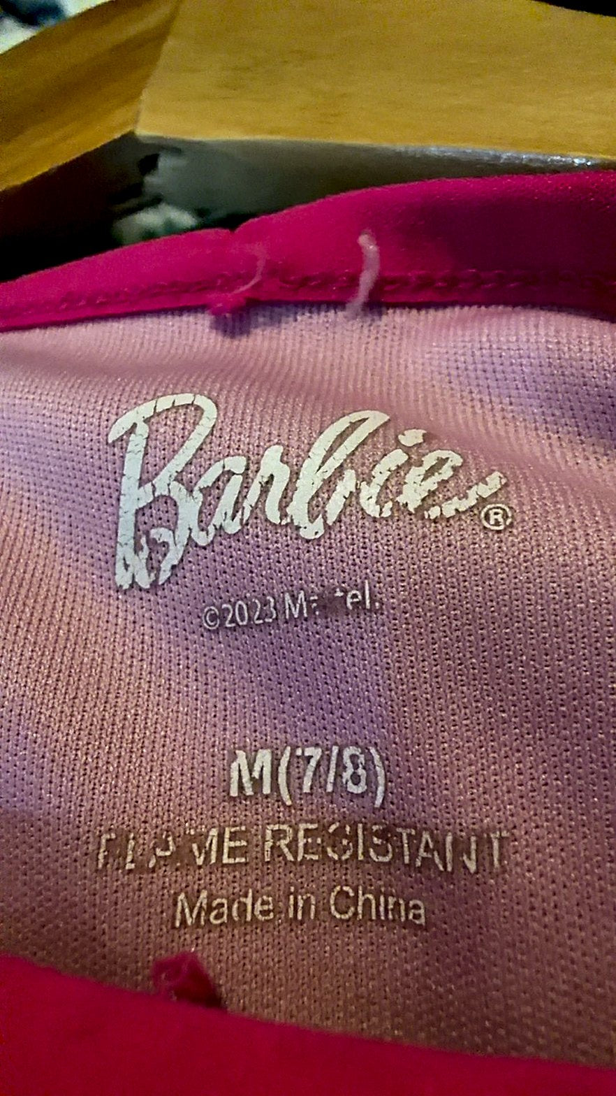 Barbie Girls' Pink Ombre Fantasy Nightgown with Tulle Skirt, Size M (7/8)