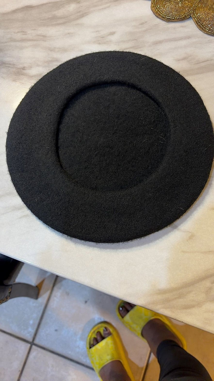 Black Wool Blend French Beret, One Size