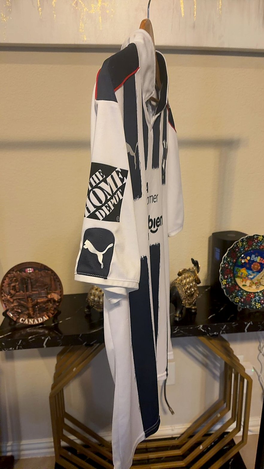 CF Monterrey Rayados Puma Home Soccer Jersey with Navy Brushstroke Stripes