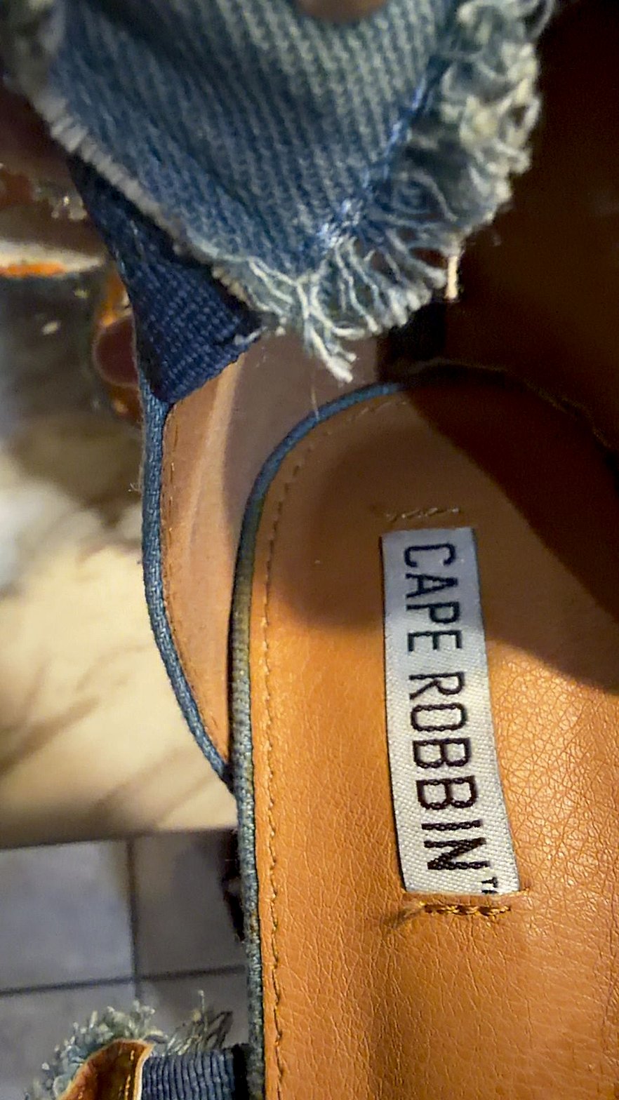 Cape Robbin Distressed Denim Strappy Gladiator Stiletto Heels