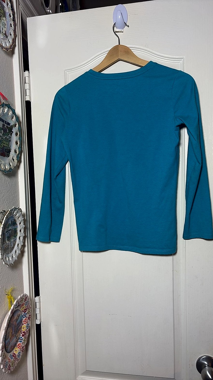 Cat & Jack Girls' Teal Long-Sleeve 'Girl Pack' Graphic Tee, Size L (10/12)