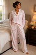 Victoria's Secret Pink & White Metallic Stripe Sleep Shirt / Pajama Top, Size XL