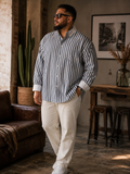 Don Jonathan Men's Contrast-Collar Striped French-Cuff Dress Shirt