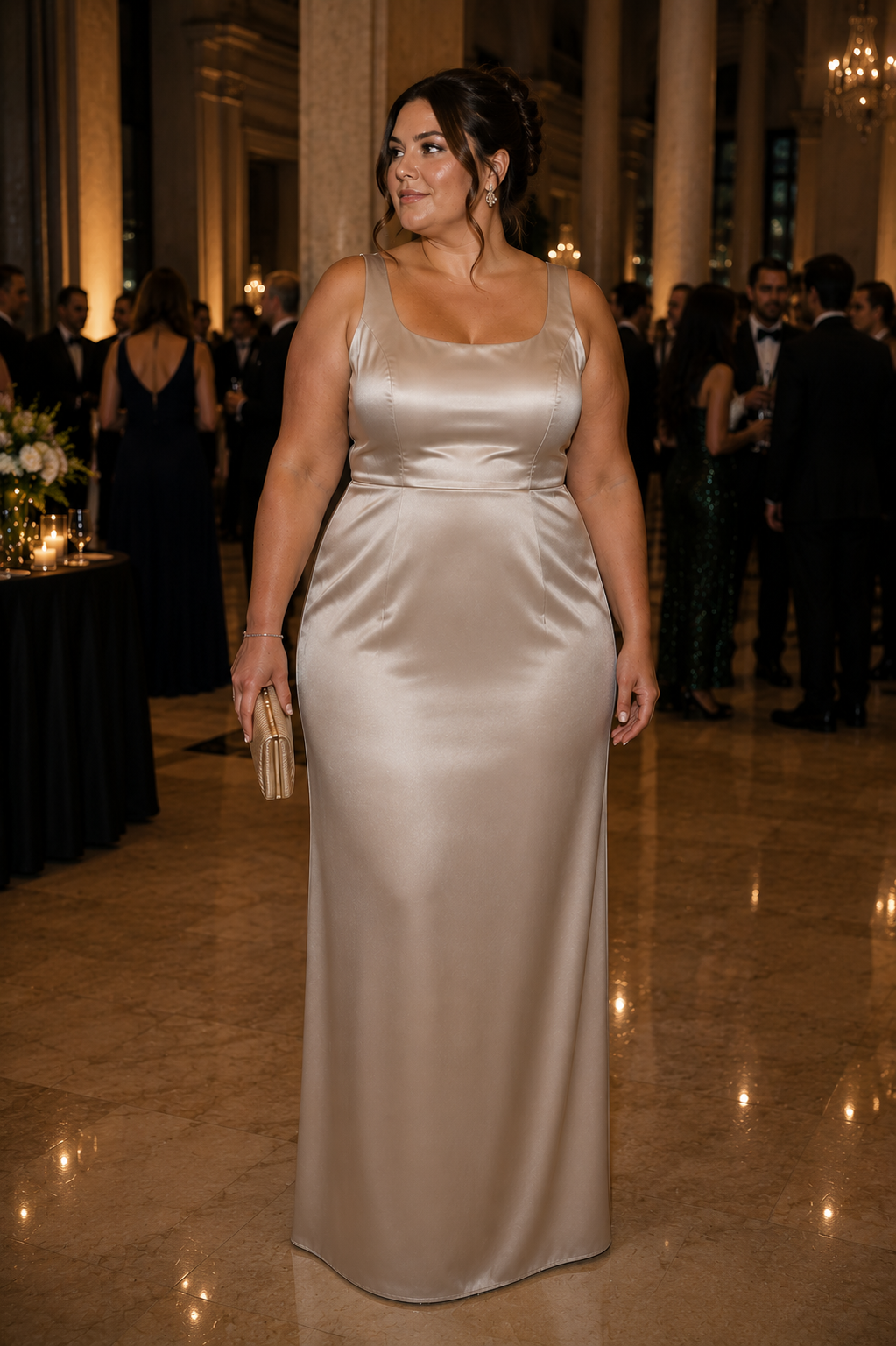 Champagne Satin Formal Bridesmaid/Evening Gown by LQ Occasions