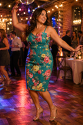 Miss Blush Teal Floral Rose Print Bodycon Pencil Dress with Adjustable Straps