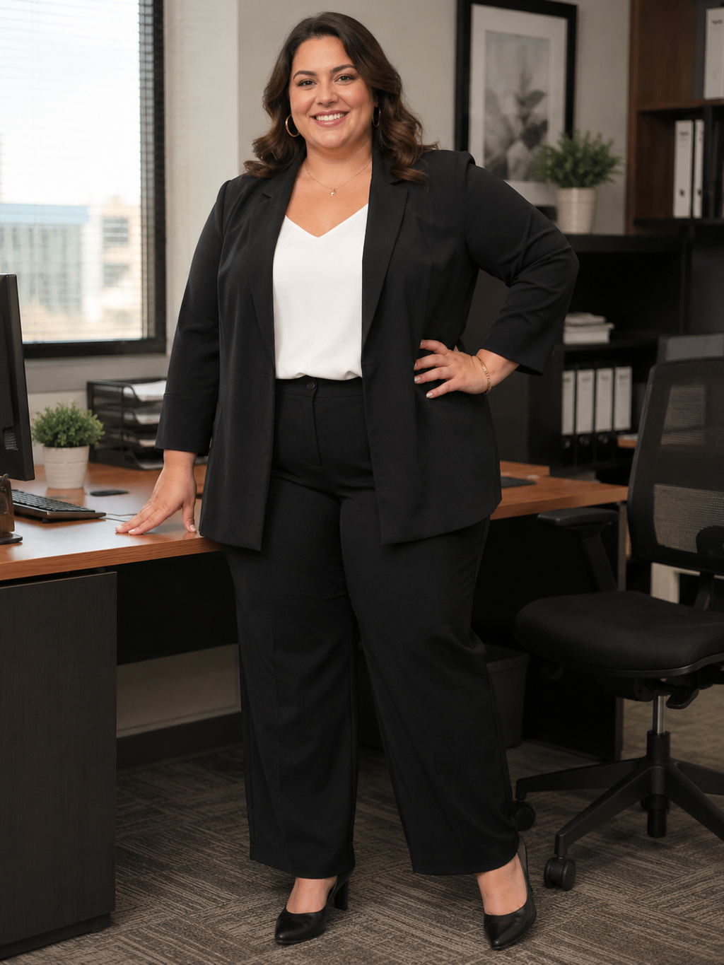 Jones Studio Separates Women's Black Open-Front Blazer, Size 20W