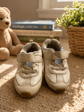 Baby Gap Toddler Leather Sneakers, Cream, Size 8 with Hook-and-Loop Strap