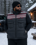 Parish Nation Essentials Men's Puffer Vest with Fair Isle Yoke, Size 2XL