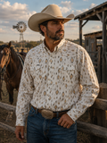 Poncho Outdoors Men's Western Pearl Snap Performance Shirt, Aztec Ikat Print, XXL Regular Fit
