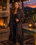 Impulsive Rainbow Multicolor Chunky Knit Fringe Duster Cardigan