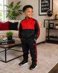 Adidas Toddler Boys 2-Piece Tracksuit Set - Red/Grey Zip Jacket & Track Pants, Size 2T