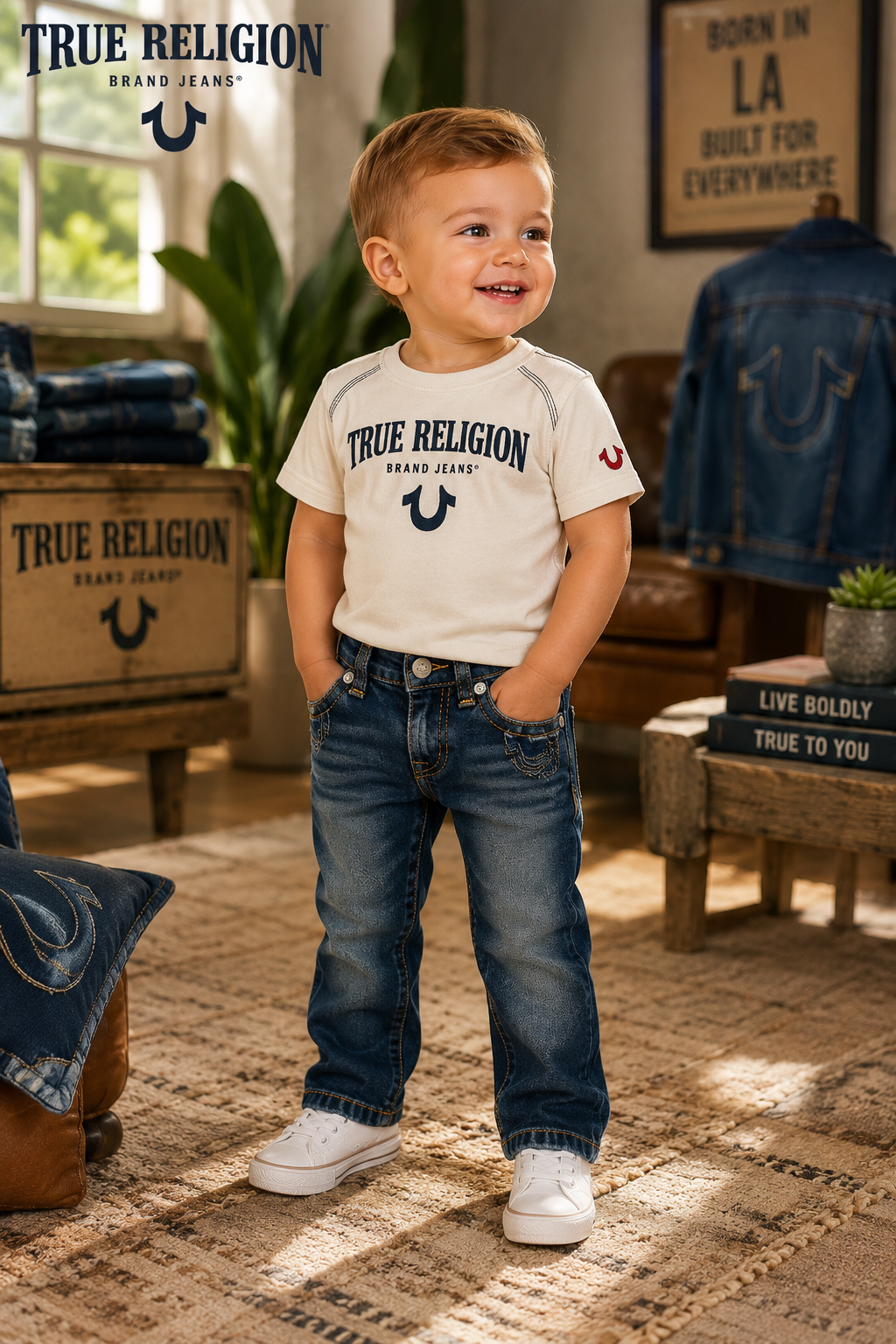 True Religion Geno Relaxed Slim Toddler Jeans, Size 2T