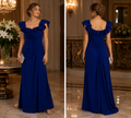 Xscape Royal Blue Off-the-Shoulder Ruffle Evening Gown, Size 14