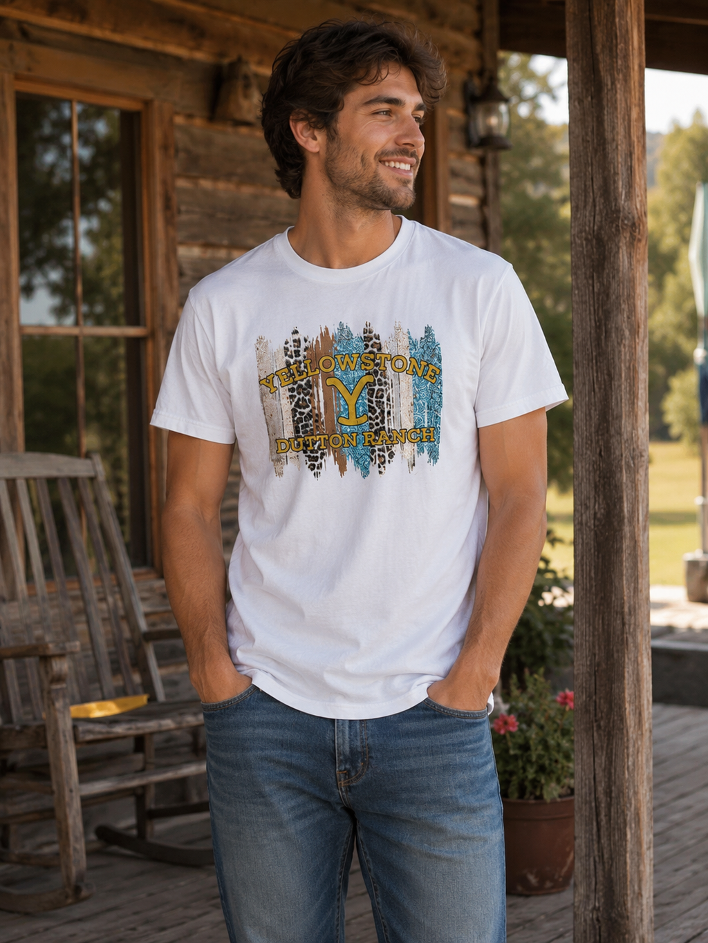 Yellowstone Dutton Ranch Graphic T-Shirt on Bella+Canvas Blank