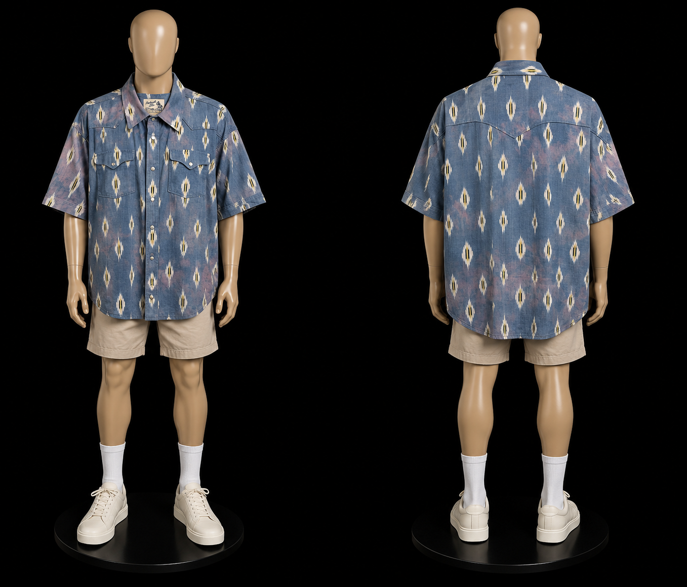 Panhandle Slim Men's Short-Sleeve Western Pearl Snap Shirt, Southwestern Ikat Print, Size XXL