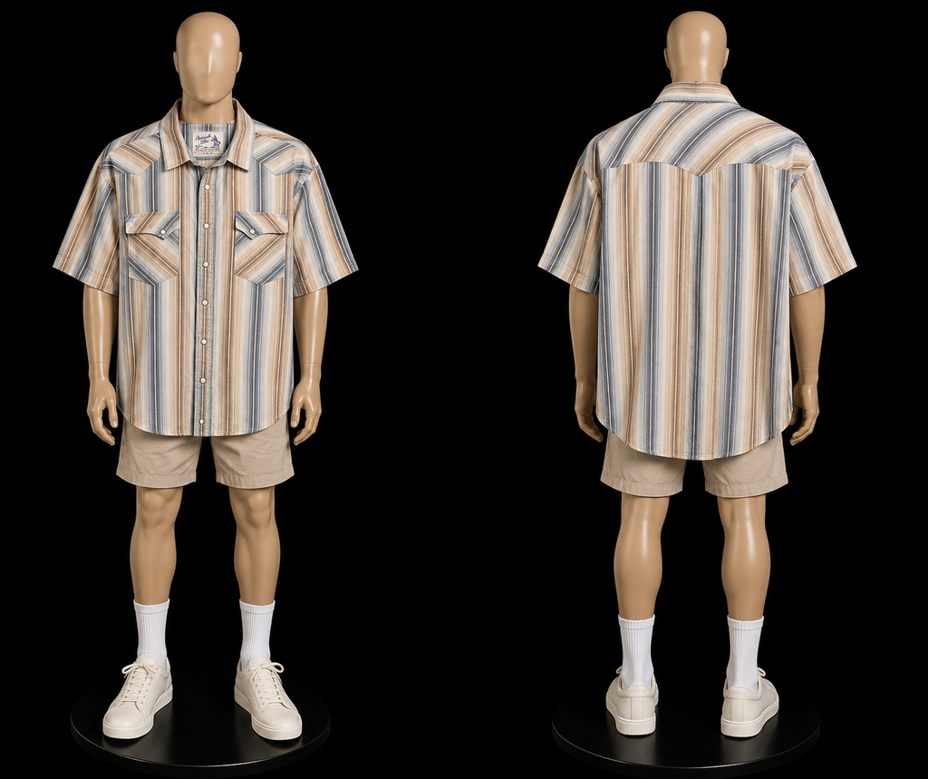 Panhandle Slim Men's Western Pearl Snap Short-Sleeve Shirt, Serape Stripe, Size XXL