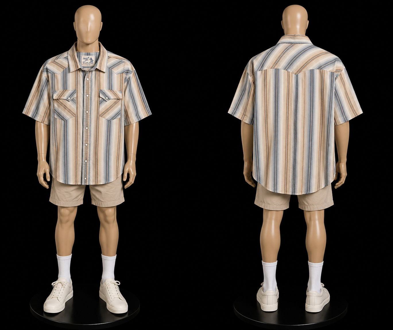 Panhandle Slim Men's Western Pearl Snap Short-Sleeve Shirt, Serape Stripe, Size XXL