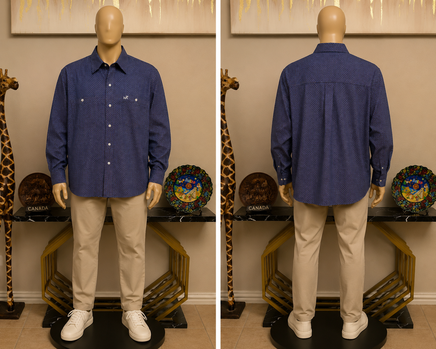 Whiskey Ranch by Whiskey Bent Hat Co. Men's Long-Sleeve Western Pearl-Snap Shirt, Blue Geometric Print, Size XXL