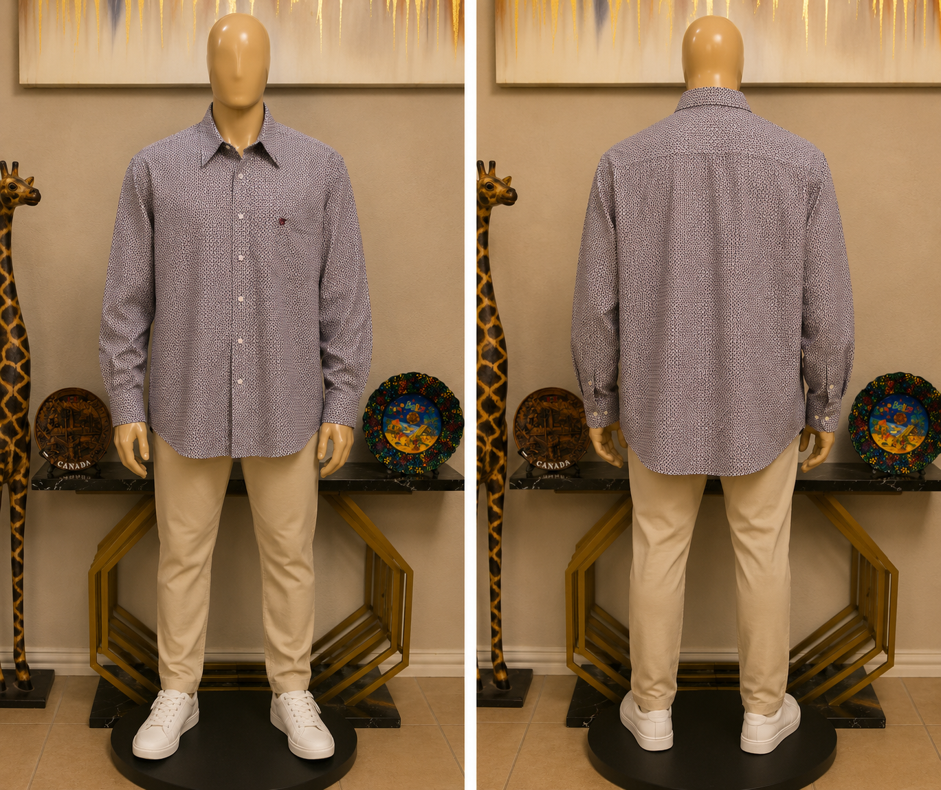 Cinch Men's Long Sleeve Geometric Print Western Button-Up Shirt, Size XXL