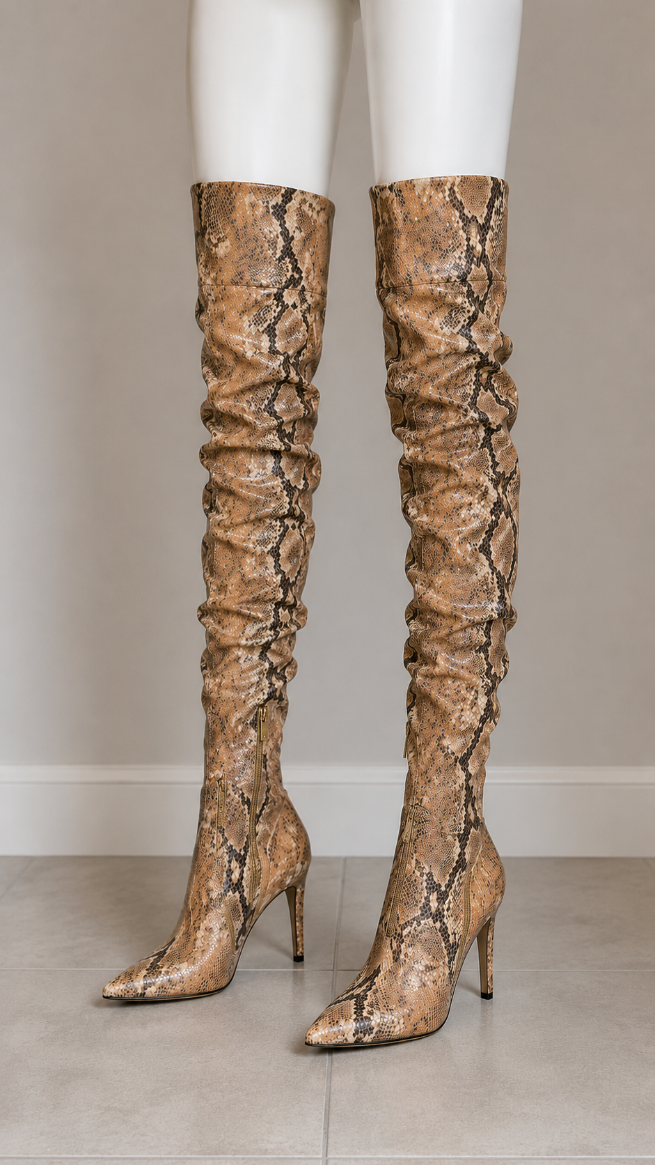 Jessica Simpson Snakeskin Print Slouchy Knee-High Stiletto Boots