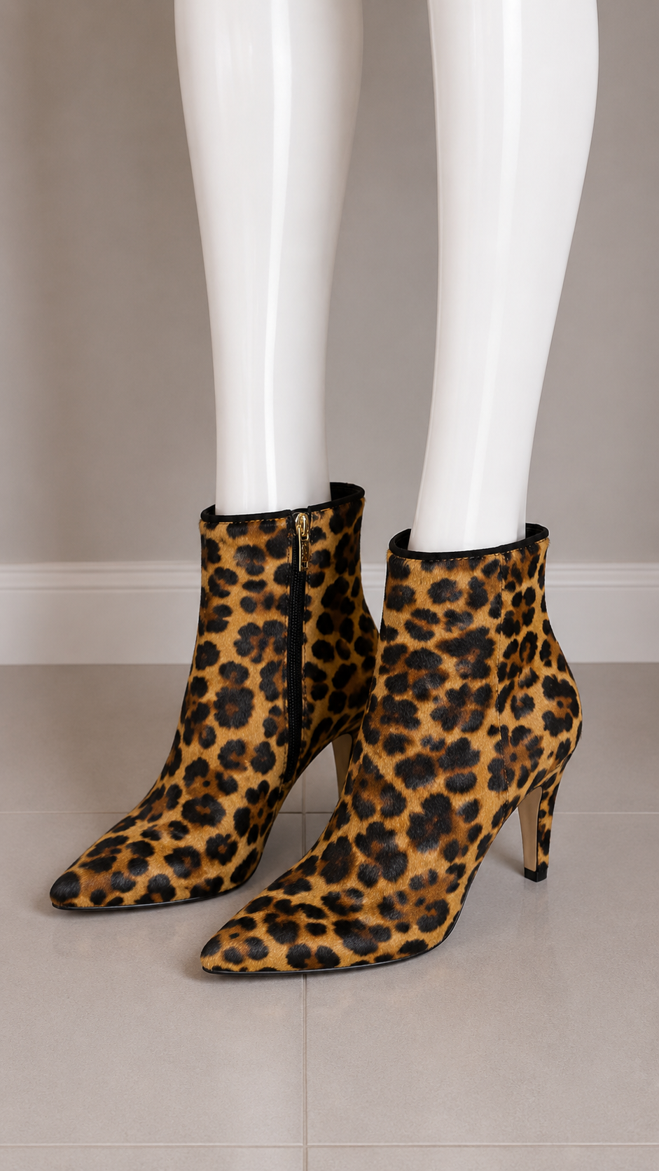Vince Camuto Leopard Print Calf Hair Pointed Toe Ankle Booties