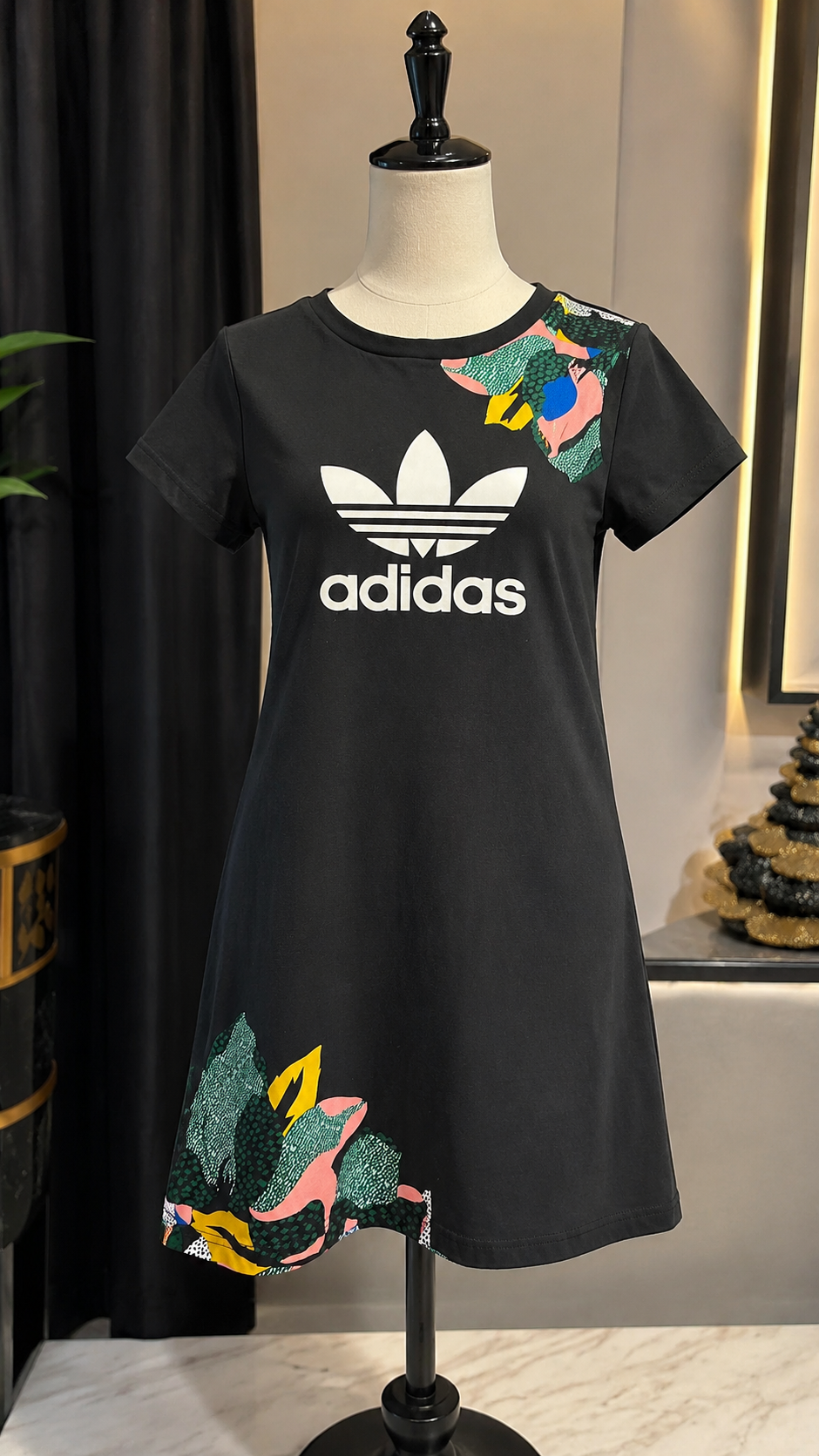 Adidas Originals HER Studio London Tee Dress Black Floral Very Good