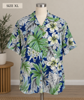 Caribbean Joe Men's Short-Sleeve Tropical Hawaiian Camp Shirt, Blue/Green Floral