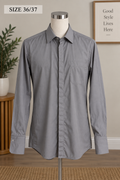 Stacy Adams Regular Fit Men's Gray Dress Shirt, Size 18 36/37 (French Cuff)