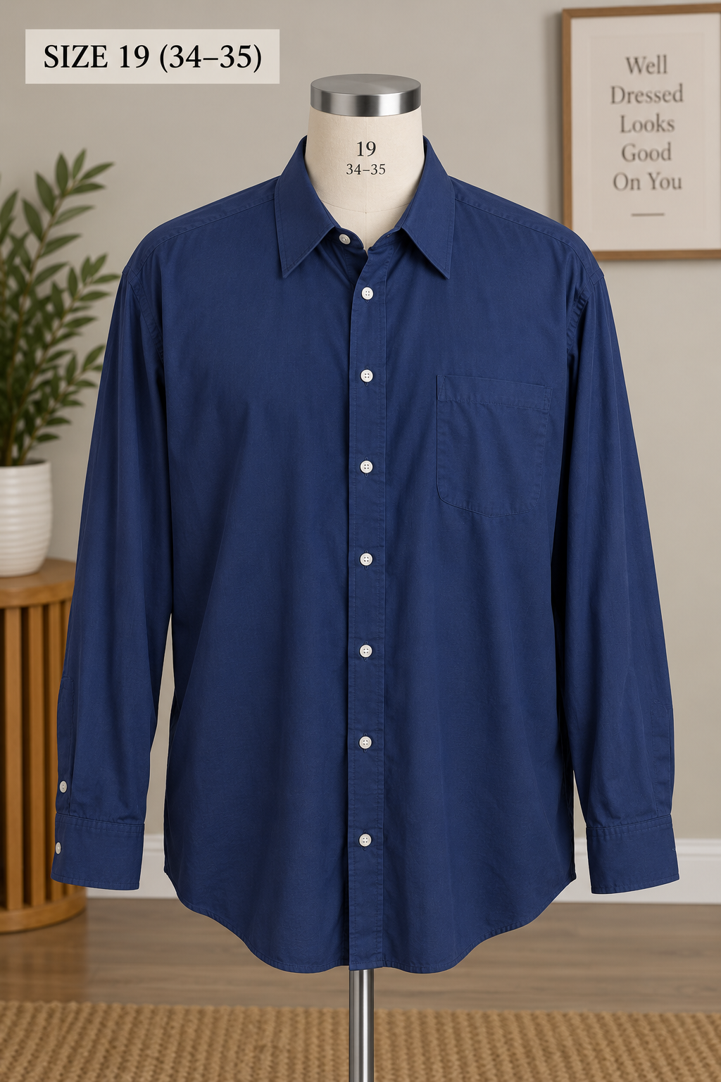 Stafford Travel Performance Super Shirt, Navy Blue, Big & Tall 19 34-35