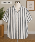 Trinity Coast Men's Short-Sleeve Striped Camp Collar Shirt