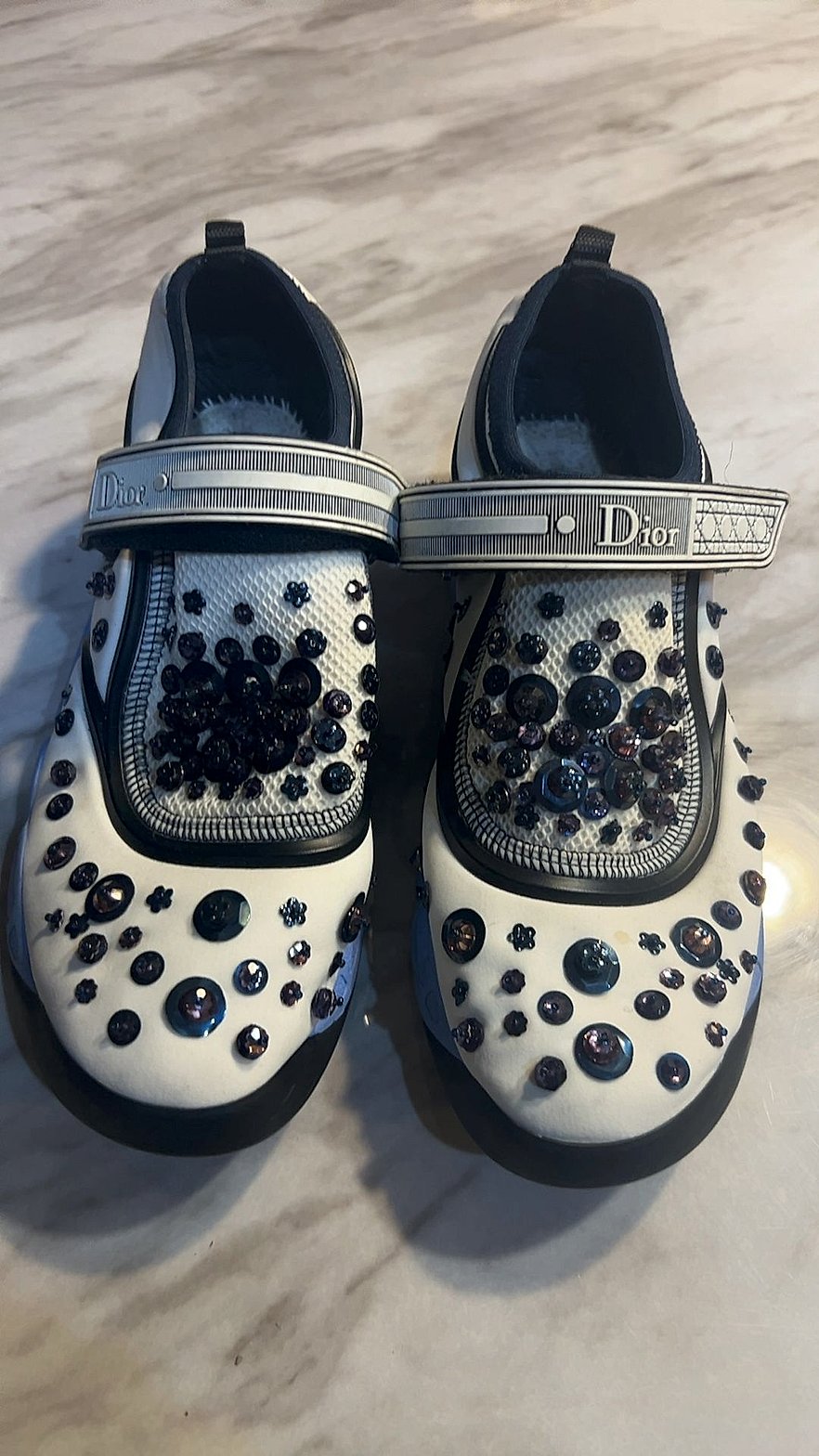 Christian Dior Fusion Embellished Mesh Sneakers