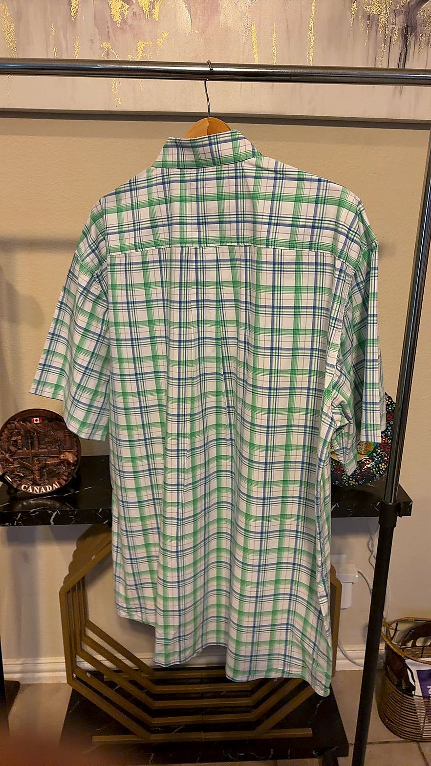 Cinch Men's Green & Blue Plaid Short-Sleeve Button-Down Western Shirt, Size XXL