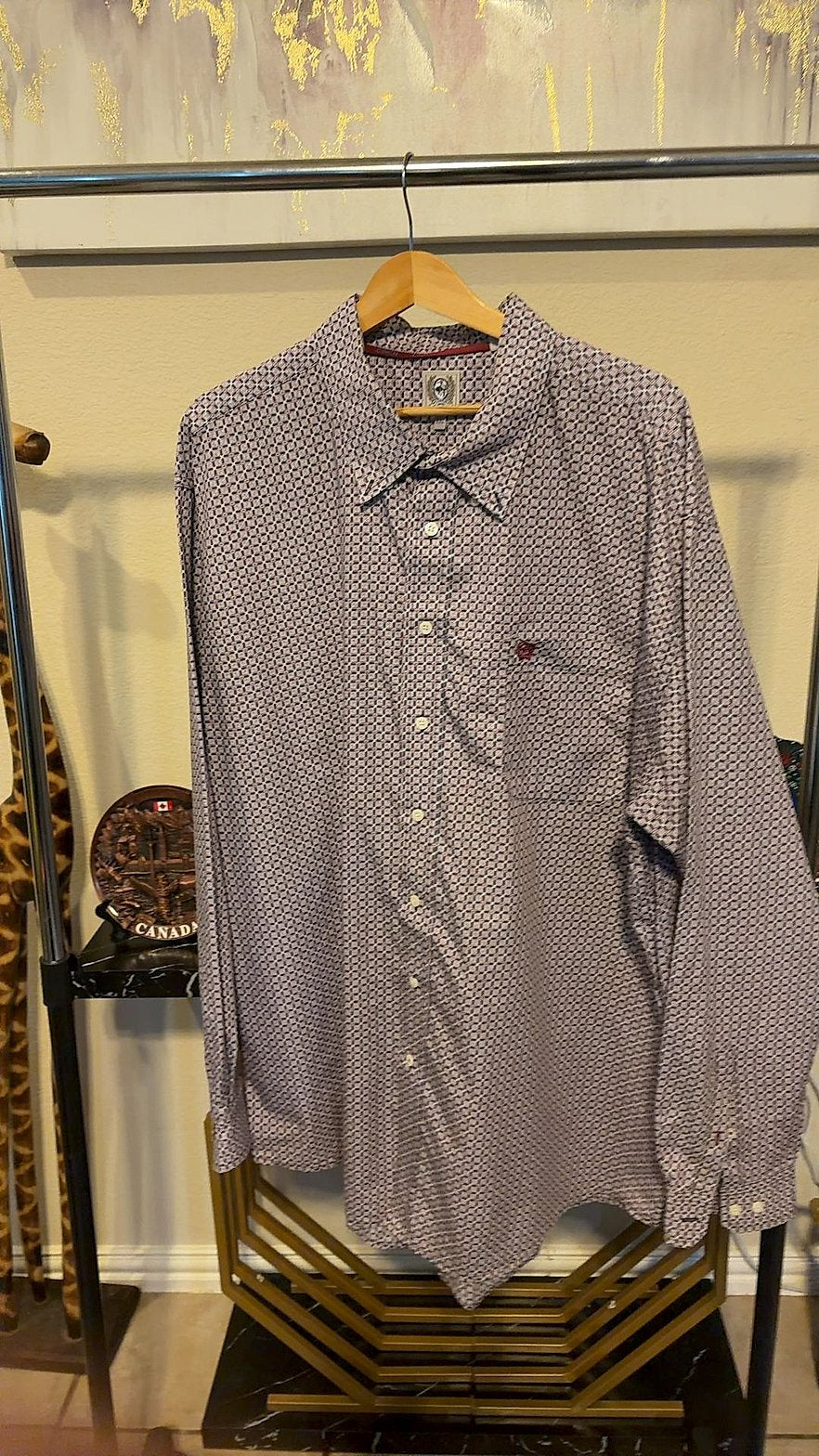 Cinch Men's Long Sleeve Geometric Print Western Button-Up Shirt, Size XXL