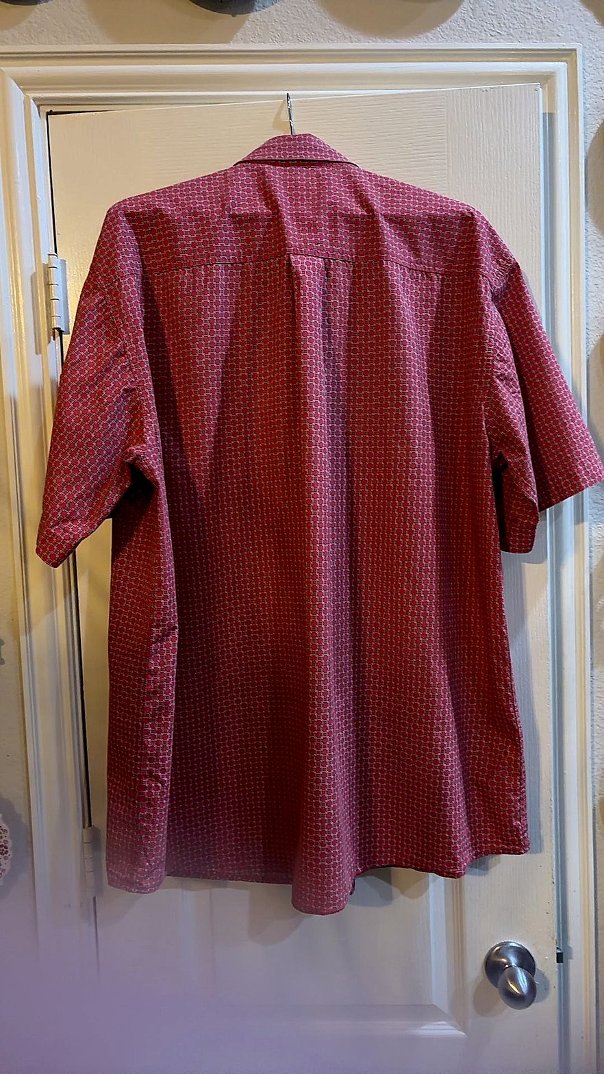 Cinch Men's Short Sleeve Button-Down Western Shirt, Red Geometric Chain Link Print, Size XXL