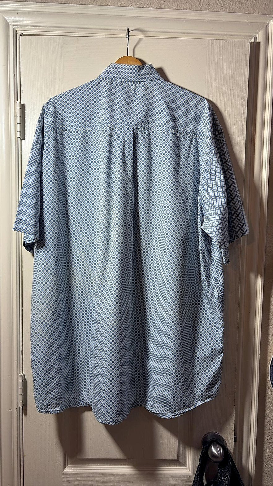 Cinch Men's Short Sleeve Button-Down Western Shirt, Blue/Yellow Geometric Diamond Print, Size XXL