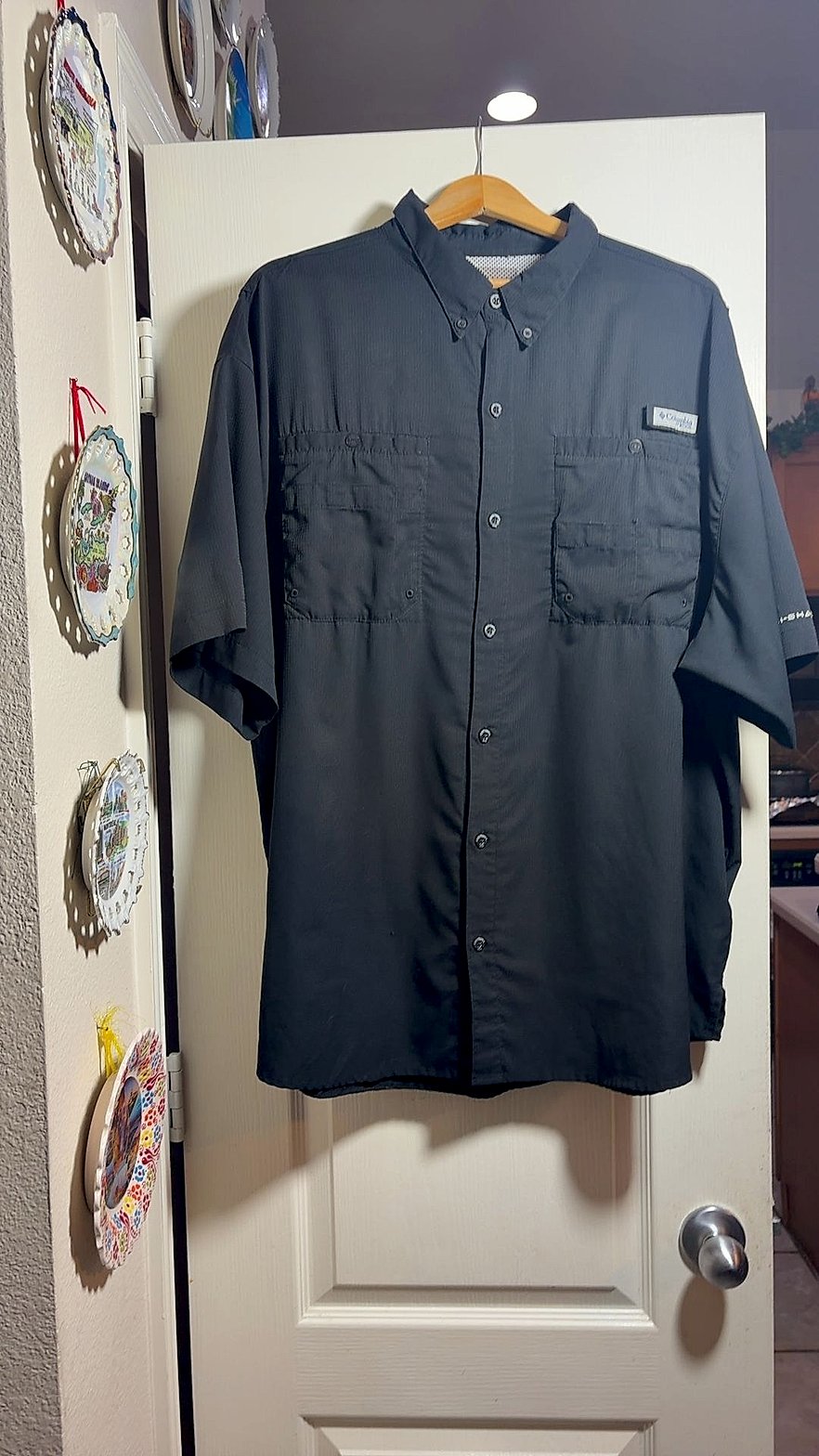 Columbia PFG Tamiami II Men's Short Sleeve Fishing Shirt Vented Very Good