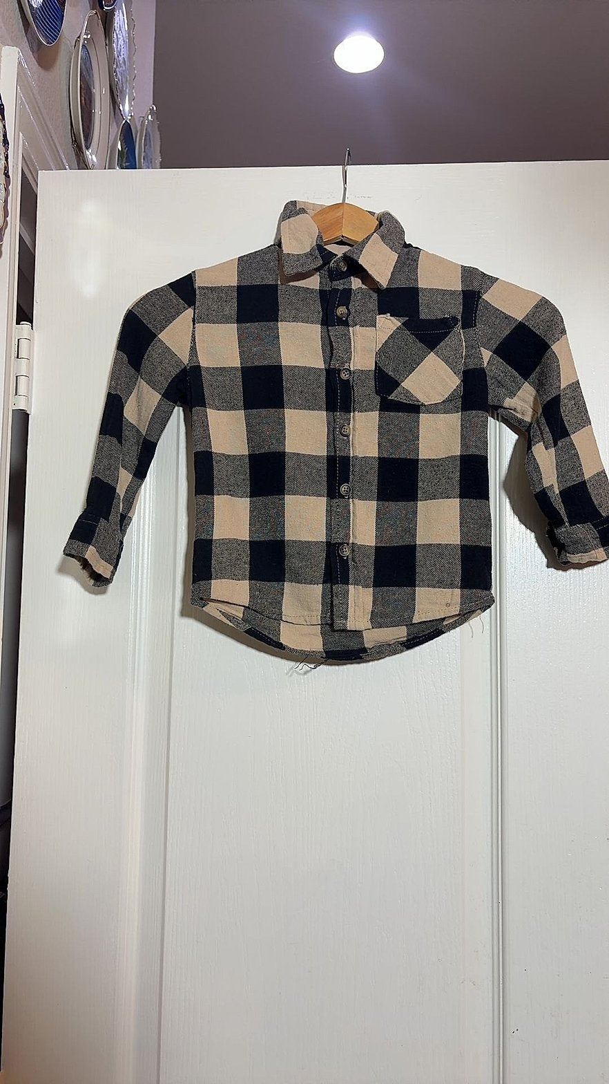 Copper Denim Toddler Buffalo Check Flannel Button-Up Shirt, Size 3T