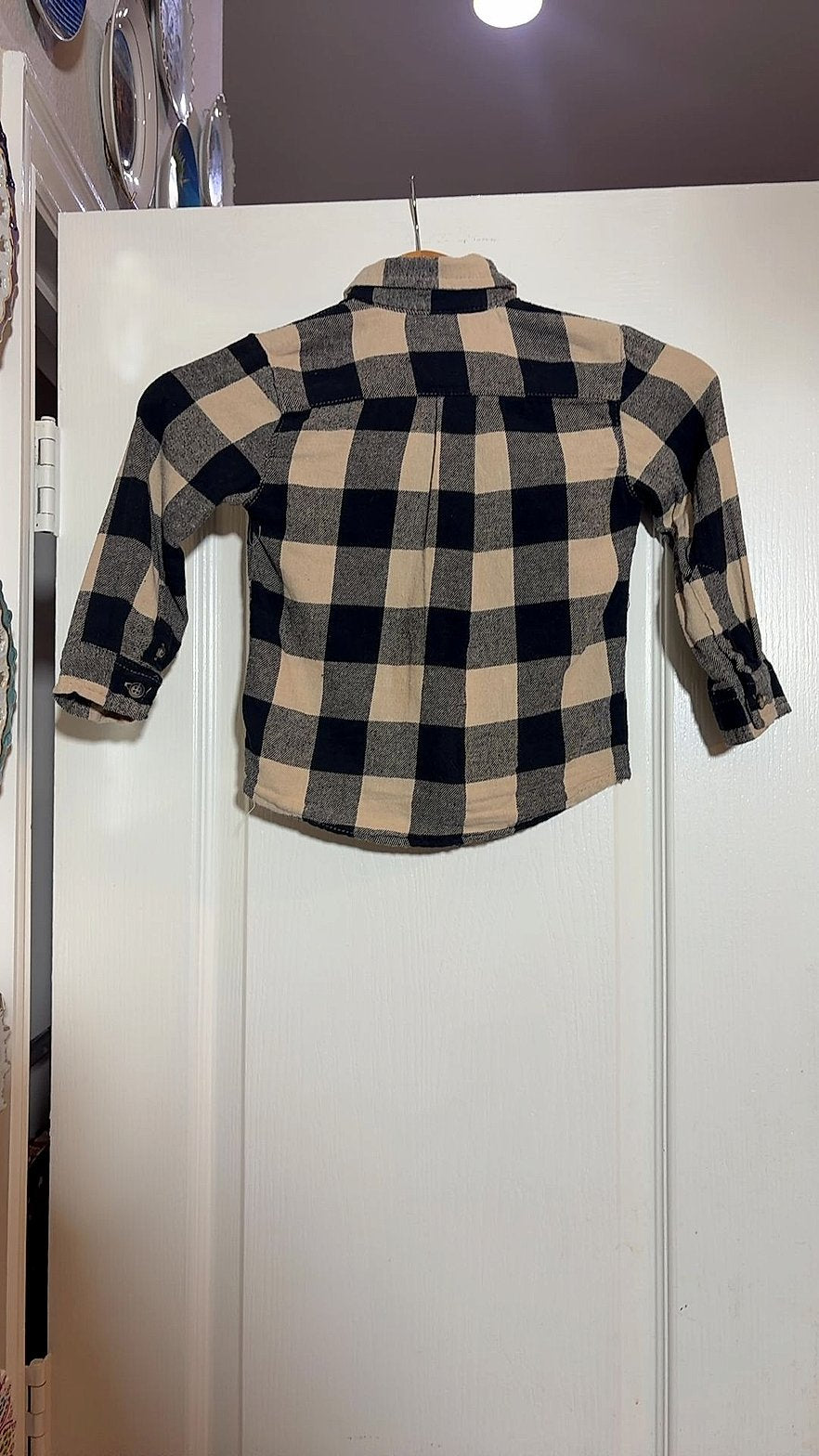 Copper Denim Toddler Buffalo Check Flannel Button-Up Shirt, Size 3T