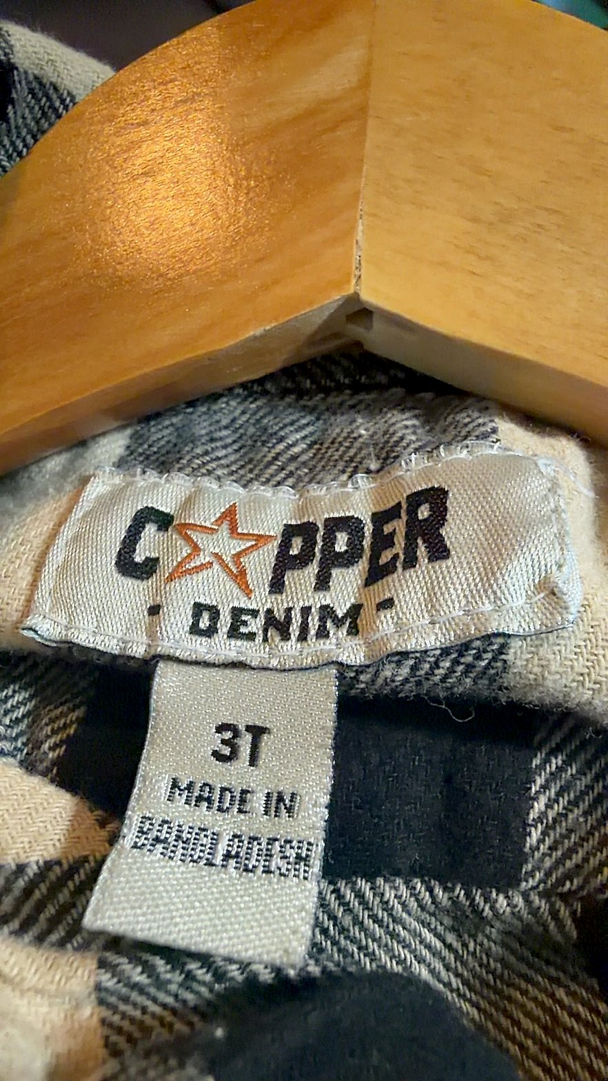 Copper Denim Toddler Buffalo Check Flannel Button-Up Shirt, Size 3T