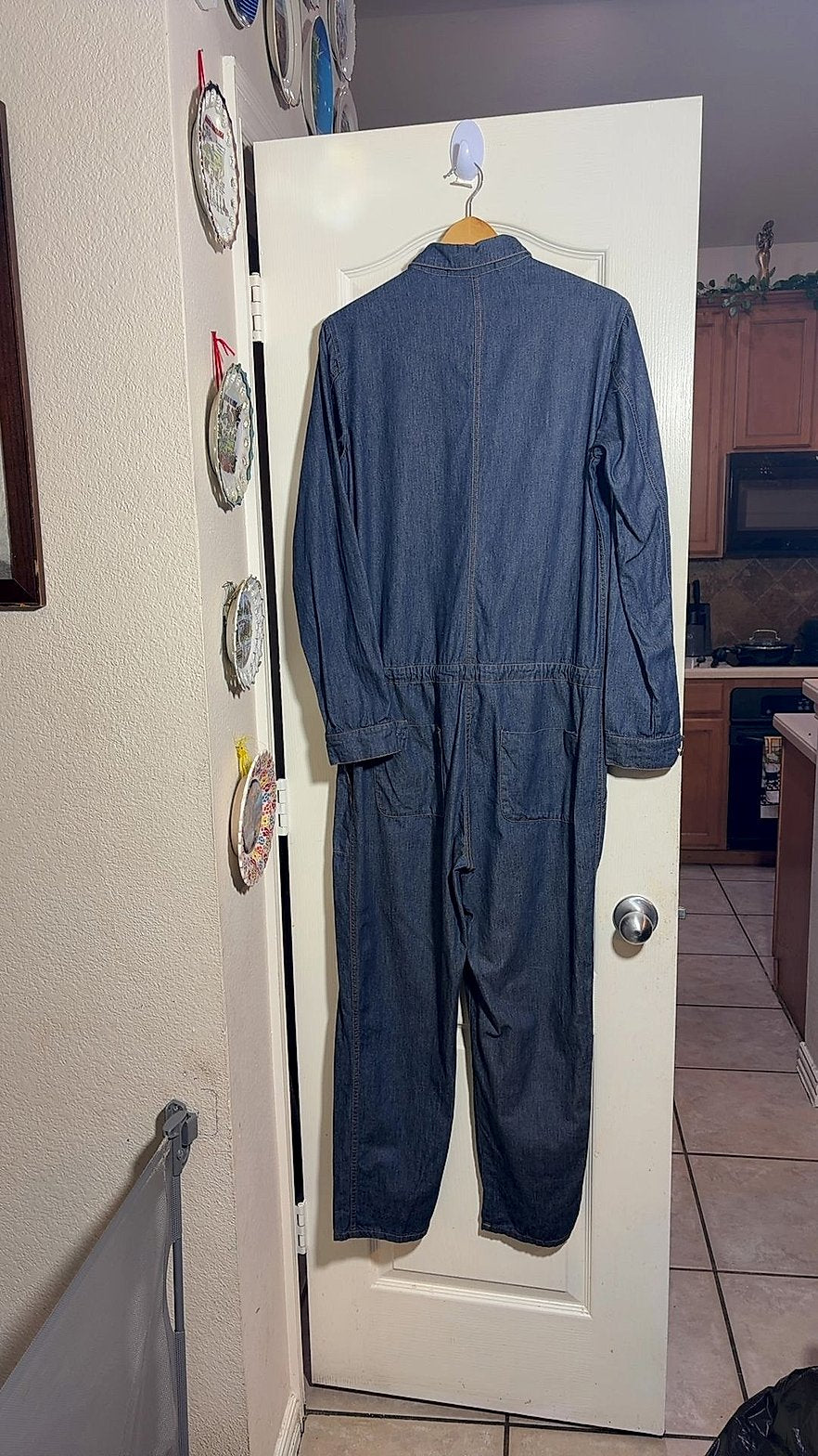 DO+BE Denim Long Sleeve Utility Jumpsuit with Drawstring Waist