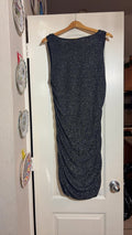 Dots Black Metallic Sparkle Cowl-Neck Ruched Bodycon Cocktail Dress, Size L