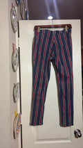 Express Navy Red White Striped Skinny Jeans, Button-Fly, Women's